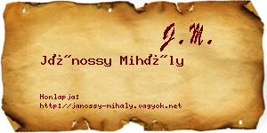 Jánossy Mihály névjegykártya